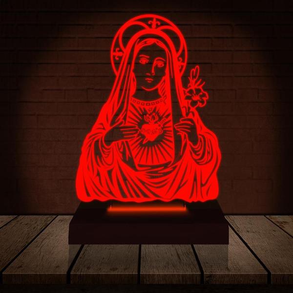 Imagem de Luminária Led 3D Abajur  Nossa Senhora de Fátima