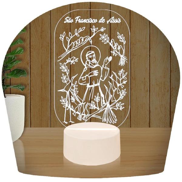 Luminária Led 3D Abajur Santo São Francisco de Assis - 3D Fantasy Imagem de Luminária Led 3D Abajur Santo São Francisco de Assis