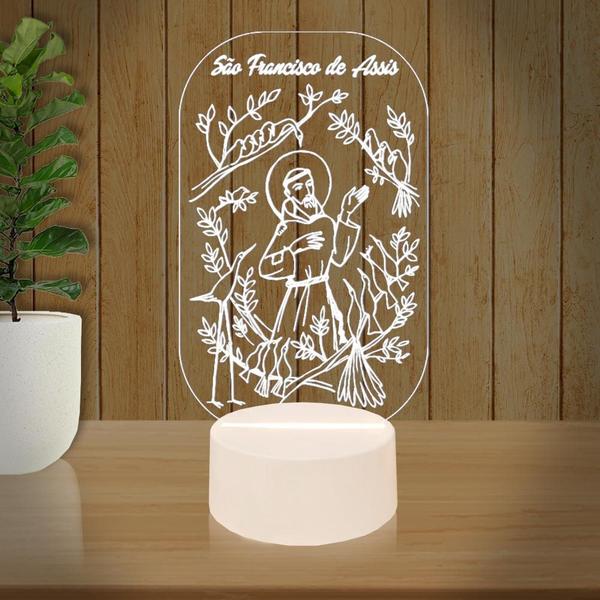 Luminária Led 3D Abajur Santo São Francisco de Assis - 3D Fantasy Imagem de Luminária Led 3D Abajur Santo São Francisco de Assis