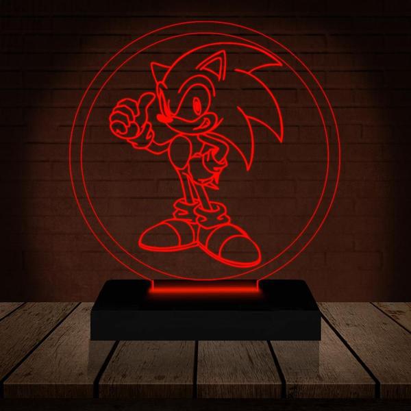 Imagem de Luminária Led 3D Abajur  Sonic Game Geek Jogo