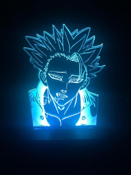 Imagem de Luminaria Led 3d, Ban, Anime, Geek, 16 Cores controle remoto