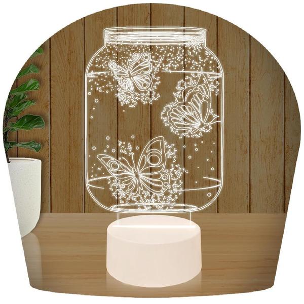 Luminária Led 3d Borboleta Abajur 3 - 3D Fantasy Imagem de Luminária Led 3d Borboleta Abajur 3