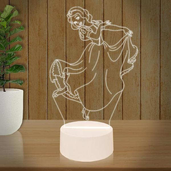 Imagem de Luminária Led 3d  Branca de Neve Princesa  Abajur  2 Presente Criativo Decoração