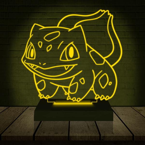 Imagem de Luminária Led 3d  Bubassauro Pokemon  Abajur 16 Cores + Controle