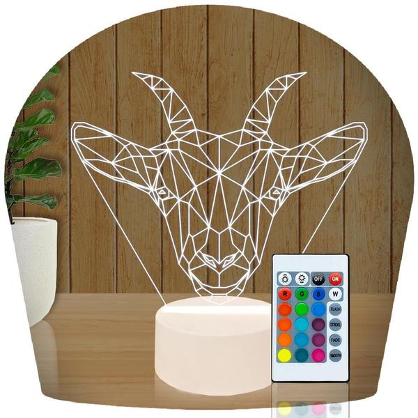 Imagem de Luminária Led 3d  Cabra  Abajur  2 Presente Criativo Decoração