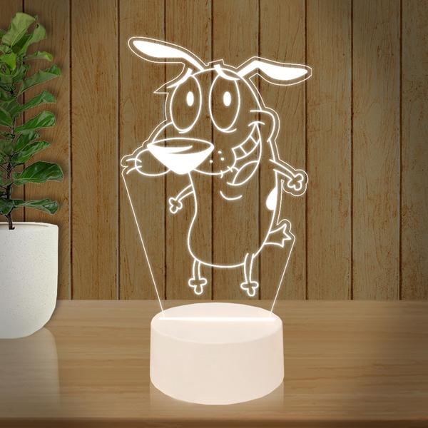 Luminária Led 3D Cão Coragem Abajur Presente Criativo Decoração - 3D Fantasy Imagem de Luminária Led 3D Cão Coragem Abajur Presente Criativo Decoração