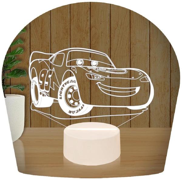 Imagem de Luminária Led 3d  Carros Relâmpago Mac Queen  Abajur Presente Criativo Decoração