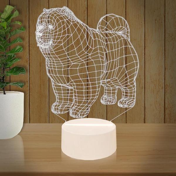 Imagem de Luminária Led 3d  Chow Chow Cachorro  Abajur Presente Criativo Decoração