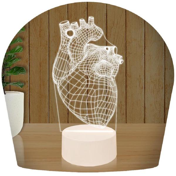 Imagem de Luminária Led 3d  Coração Cardiologista  Abajur