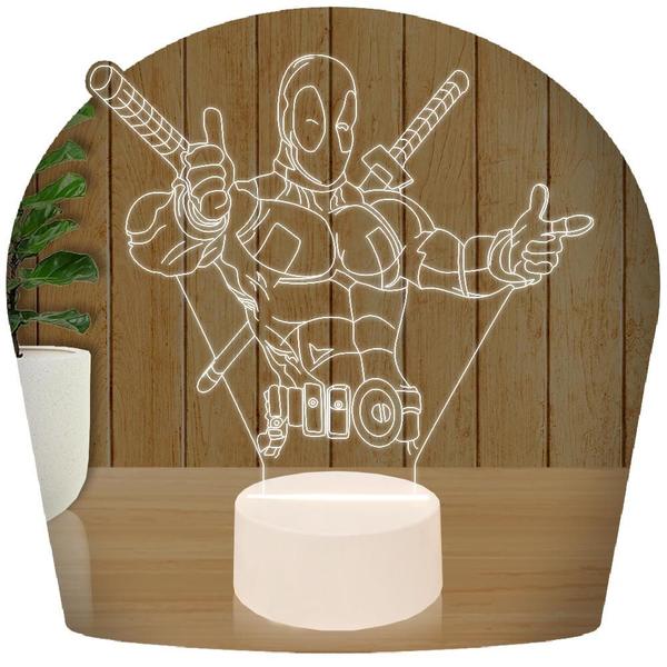 Imagem de Luminária Led 3D Deadpool Heroi1 Presente Criativo Decoração