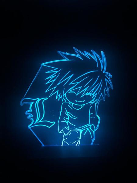 Imagem de Luminaria Led 3d, Death Note, Anime, Geek, 16 Cores controle remoto