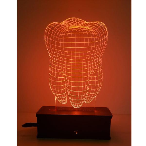 Imagem de Luminaria Led 3d, Dente, Decoração, 16 Cores controle remoto