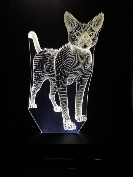 Imagem de Luminária Led 3d Gato, Gatinho, Pet, Abajur, 16 Cores, Decoração