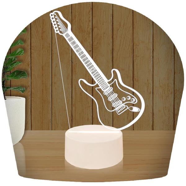 Imagem de Luminária Led 3d  Guitarra Musica Banda  Abajur