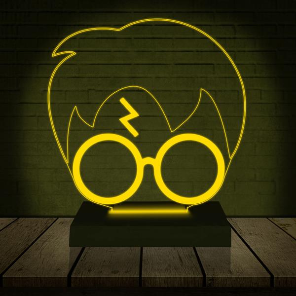 Imagem de Luminária Led 3d  Harry Potter HP Cicatriz Abajur 16 Cores + Controle