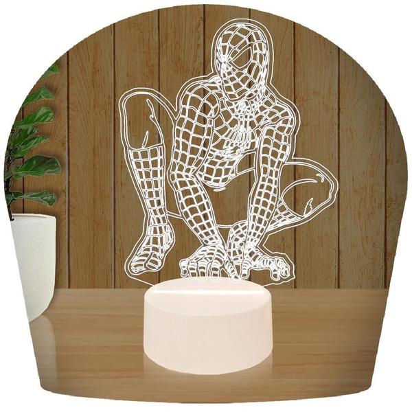 Imagem de Luminária Led 3D Homem Aranha Herói 4 Presente Criativo Decoração