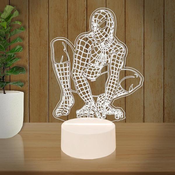 Imagem de Luminária Led 3D Homem Aranha Herói 4 Presente Criativo Decoração