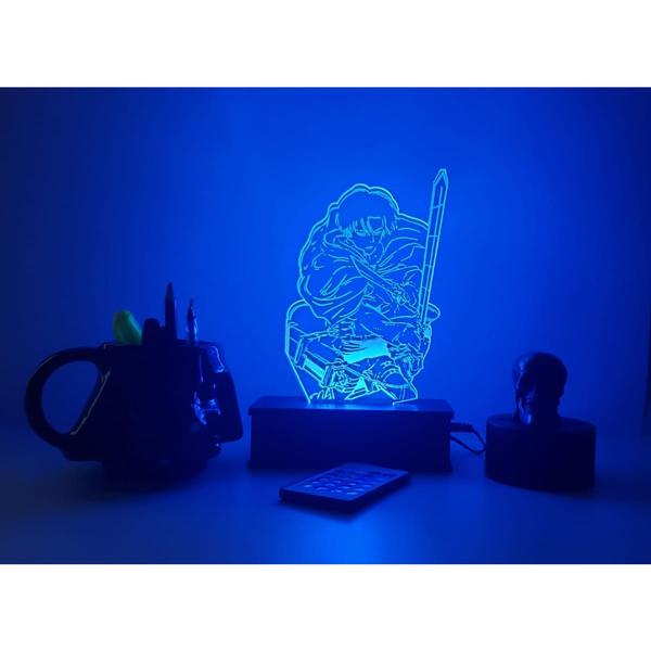 Imagem de Luminaria Led 3d, Levi, Anime, Geek, 16 Cores controle remoto