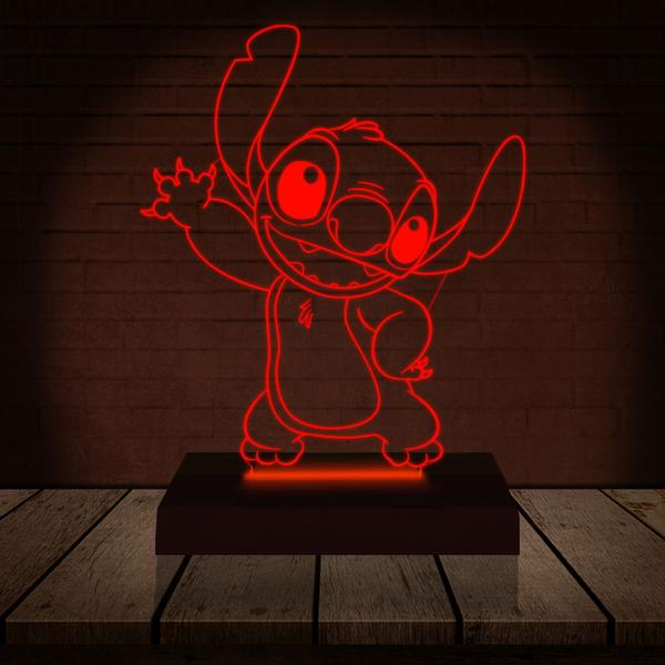 Imagem de Luminária Led 3d   Lilo Stitch  Abajur 16 Cores + Controle