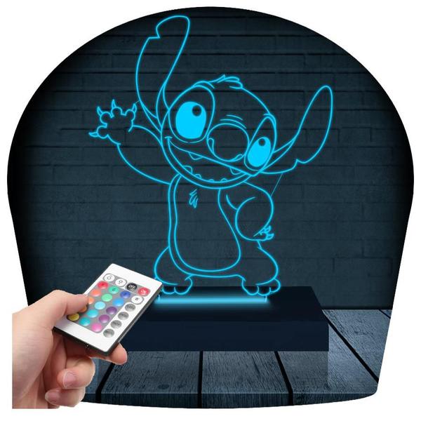 Imagem de Luminária Led 3d  Lilo Stitch  Abajur Presente Criativo Decoração