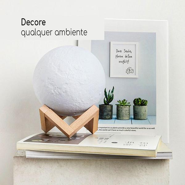 Luminaria Led 3d Lua Decoraçao Com Apoio A Bateria Potente - Made Basics Imagem de Luminaria Led 3d Lua Decoraçao Com Apoio A Bateria Potente