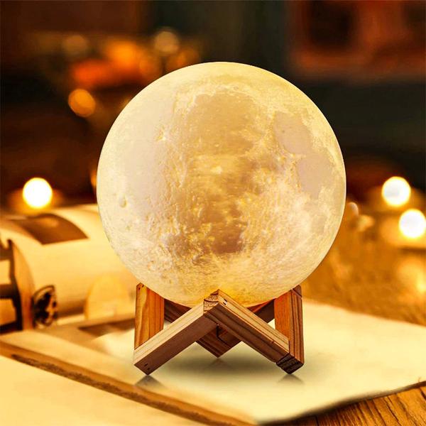 Luminaria Led 3d Lua Decoraçao Com Apoio A Bateria Potente - Made Basics Imagem de Luminaria Led 3d Lua Decoraçao Com Apoio A Bateria Potente