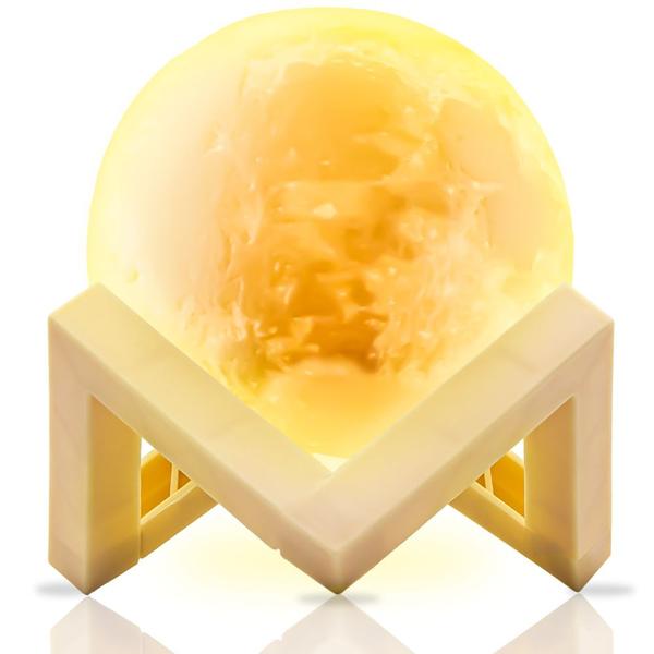 Luminaria Led 3d Lua Decoraçao Com Apoio A Bateria Potente - Made Basics Imagem de Luminaria Led 3d Lua Decoraçao Com Apoio A Bateria Potente