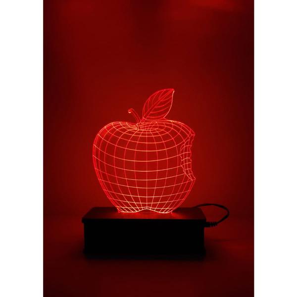 Imagem de Luminária Led 3d, Maçã, Apple, Abajur 16 Cores+controle