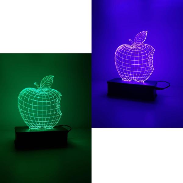 Imagem de Luminária Led 3d, Maçã, Apple, Abajur 16 Cores+controle