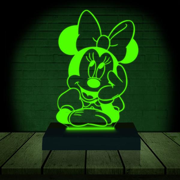 Imagem de Luminária Led 3d  Minnie Mickey Disney  Abajur