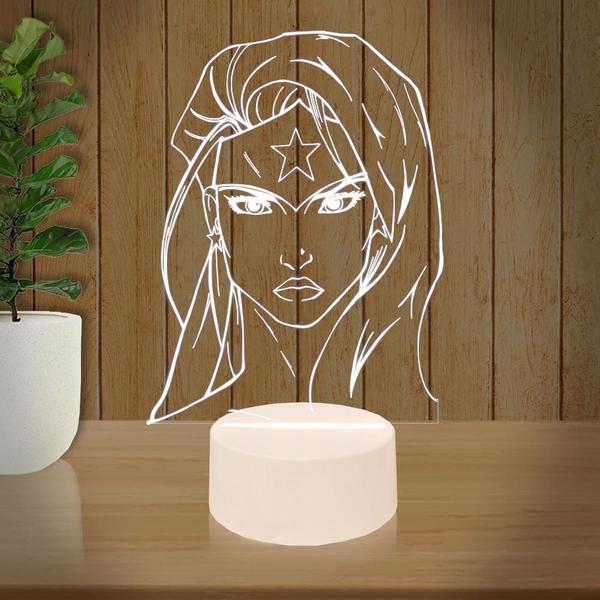 Imagem de Luminária Led 3d  Mulher Maravilha DC Heroi  Abajur  1 Presente Criativo Decoração