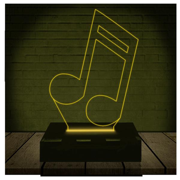 Luminária Led 3d Nota Musical Musica Abajur 1 - 3D Fantasy Imagem de Luminária Led 3d Nota Musical Musica Abajur 1