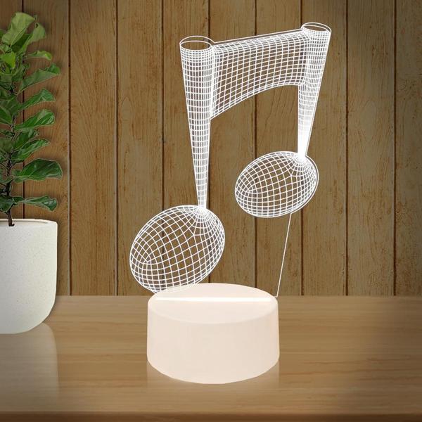 Luminária Led 3d Nota Musical Musica Abajur 3 - 3D Fantasy Imagem de Luminária Led 3d Nota Musical Musica Abajur 3