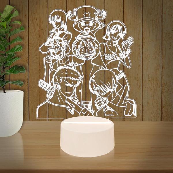 Luminária Led 3d One Piece Turma Abajur Presente Criativo Decoração - 3D Fantasy Imagem de Luminária Led 3d One Piece Turma Abajur Presente Criativo Decoração