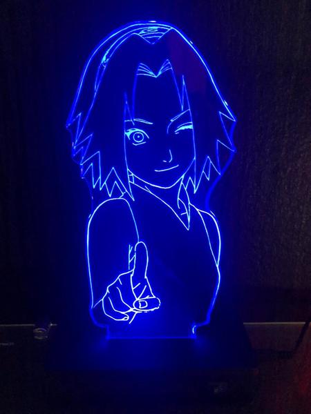 Imagem de Luminaria Led 3d, Sakura, Naruto, Anime, Geek, 16 Cores controle remoto