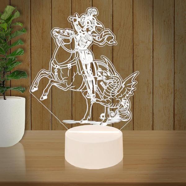 Luminária Led 3D São Jorge Abajur - 3D Fantasy Imagem de Luminária Led 3D São Jorge Abajur