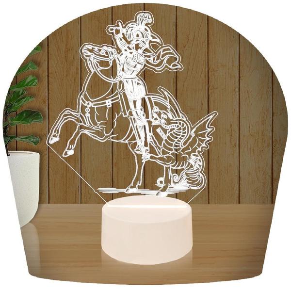 Luminária Led 3D São Jorge Abajur - 3D Fantasy Imagem de Luminária Led 3D São Jorge Abajur