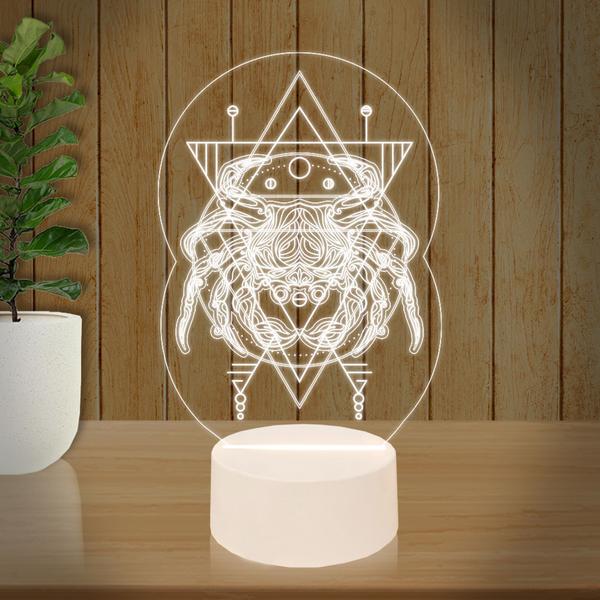 Imagem de Luminária Led 3D  Signo Câncer  Abajur  Presente Criativo Decoração