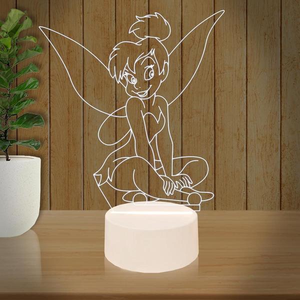 Imagem de Luminária Led 3d  Sininho Tinker Bell Peter Pan  Abajur Presente Criativo Decoração