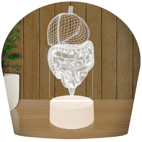 Imagem de Luminária Led 3d  Sistema Digestivo Gastro Médico Gastroenterologista  Abajur Presente Criativo Decoração