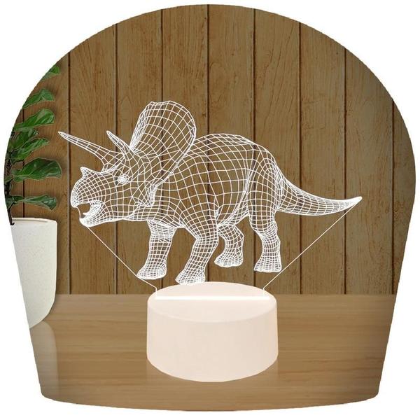 Imagem de Luminária Led 3d  Triceraptor Dinossauro 2  Abajur Presente Criativo Decoração