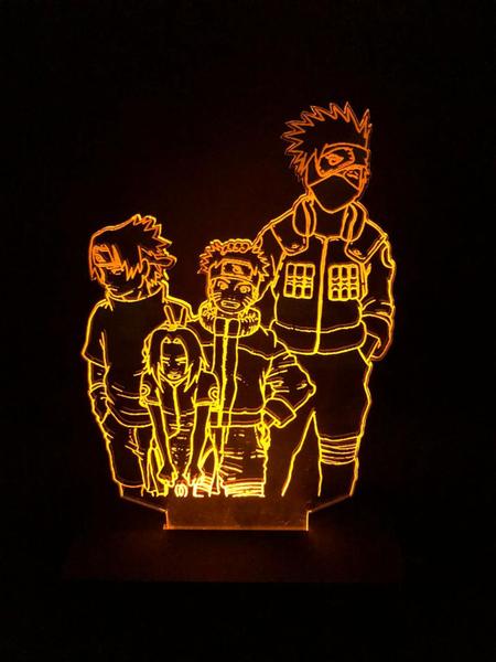 Imagem de Luminaria Led 3d, Turma do Naruto, Anime, Geek, 16 Cores controle remoto