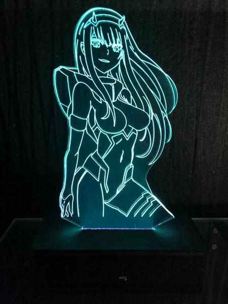 Imagem de Luminária Led 3d, Zero Two, Anime, 16 Cores+controle