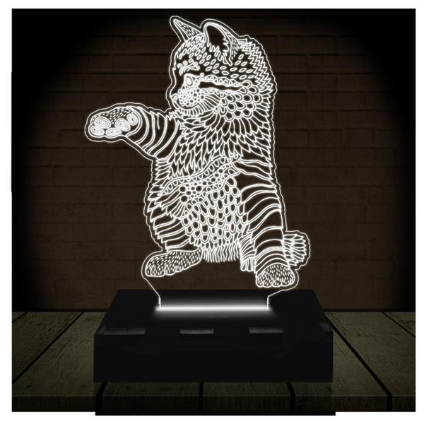 Luminária Led Abajur 3D Gato 8 - RB Criações Imagem de Luminária Led Abajur 3D Gato 8