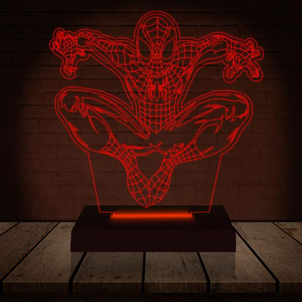 Imagem de Luminária Led Abajur  3D  Homem Aranha Marvel Heroi 2  16 Cores + Controle Remoto