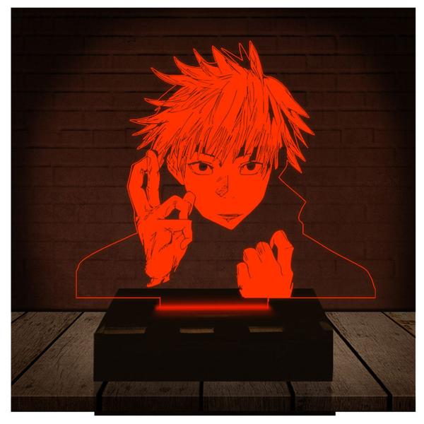 Imagem de Luminária Led Abajur  3D  Jujutsu Kaisen Yuji   16 Cores + Controle Remoto