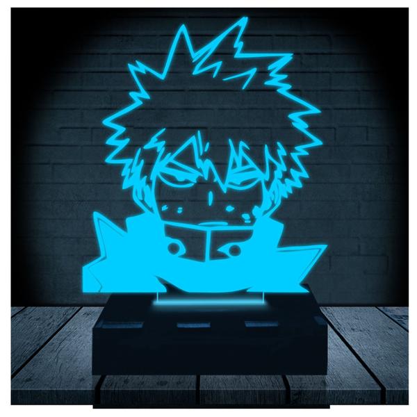 Imagem de Luminária Led Abajur  3D  Katsuki  Boku No Hero  16 Cores + Controle Remoto