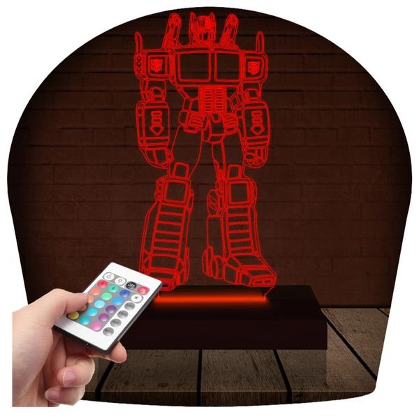 Imagem de Luminária Led Abajur  3D  MegaZord Power Rangers  16 Cores + Controle Remoto