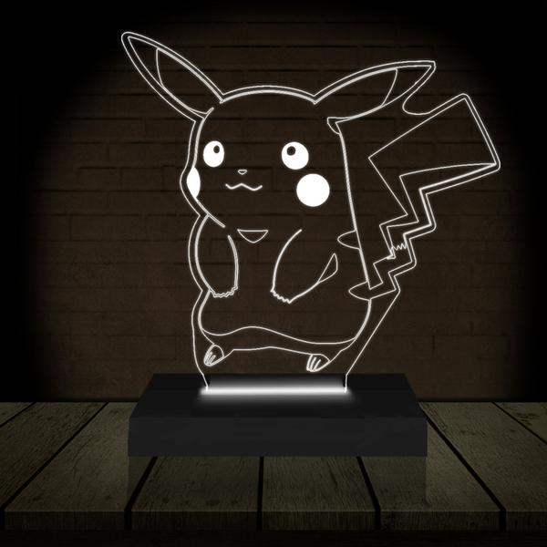 Imagem de Luminária Led Abajur  3D  Pikachu Pokemon 2