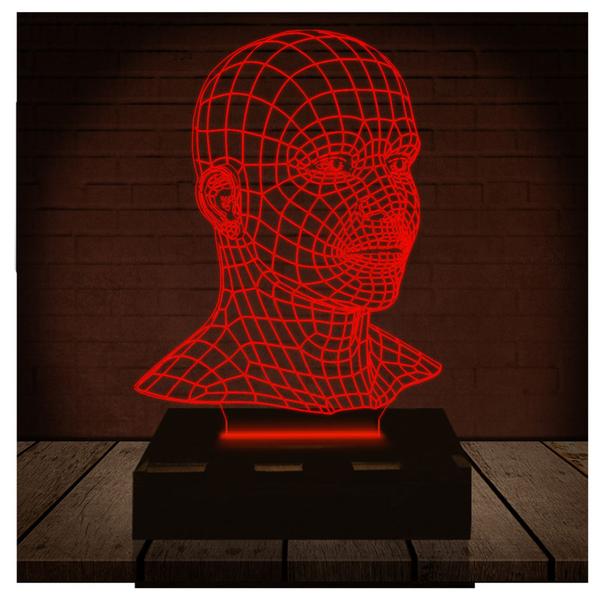 Luminária Led Abajur 3D Rosto 16 Cores + Controle Remoto - RB Criações Imagem de Luminária Led Abajur 3D Rosto 16 Cores + Controle Remoto